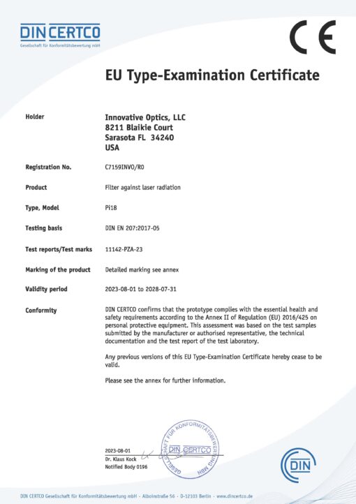 Pi18 CE Certificate - EU