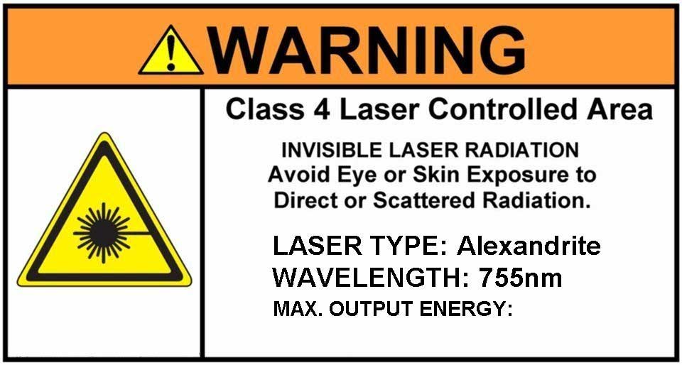 alexandrite laser warning sign