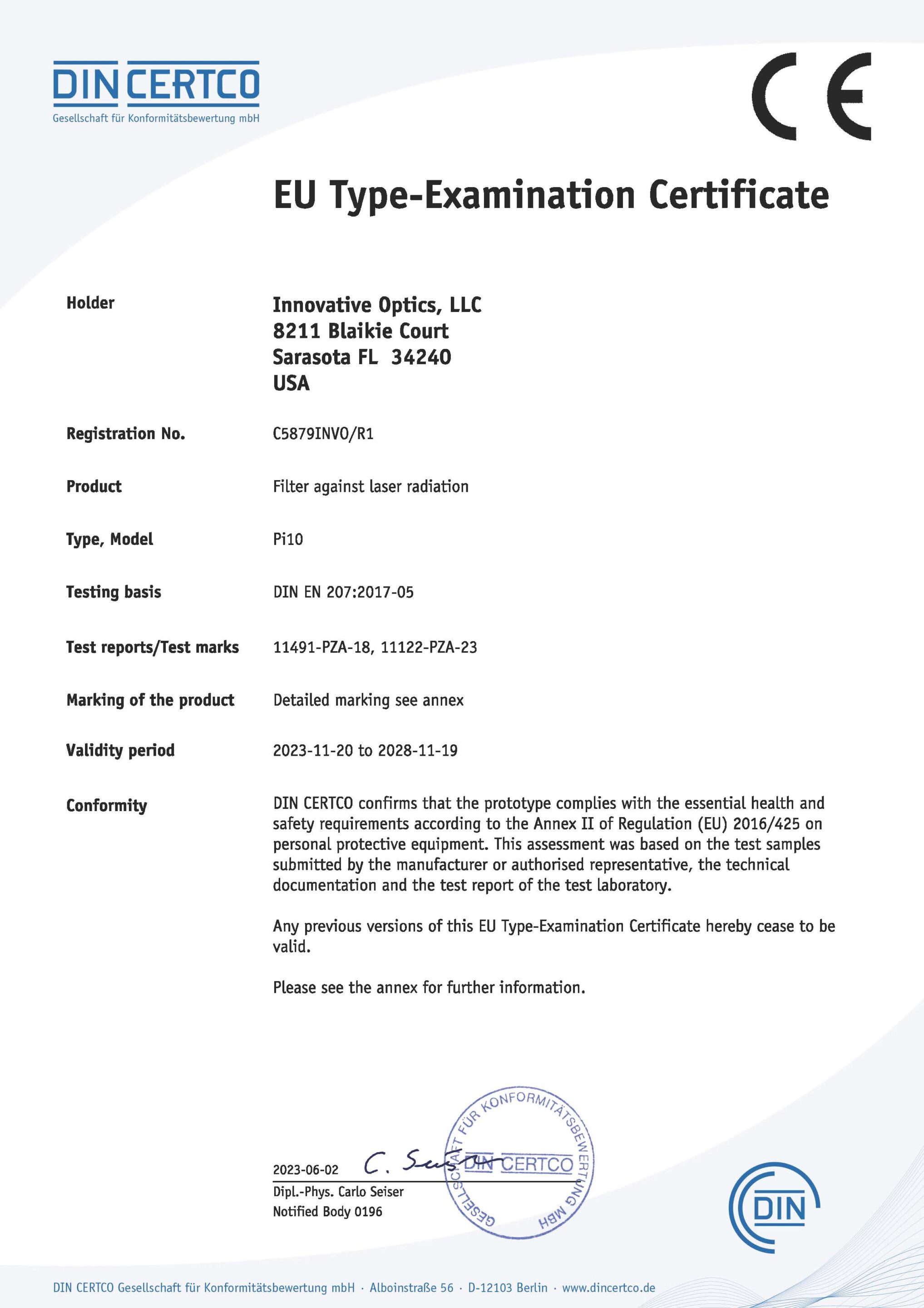 Pi10 CE Certificate - EU