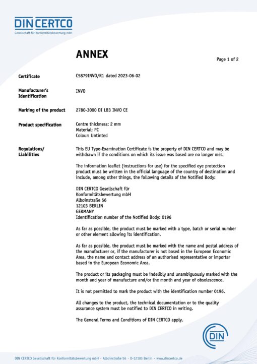 Pi10 CE Annex (Page 1 of 2)