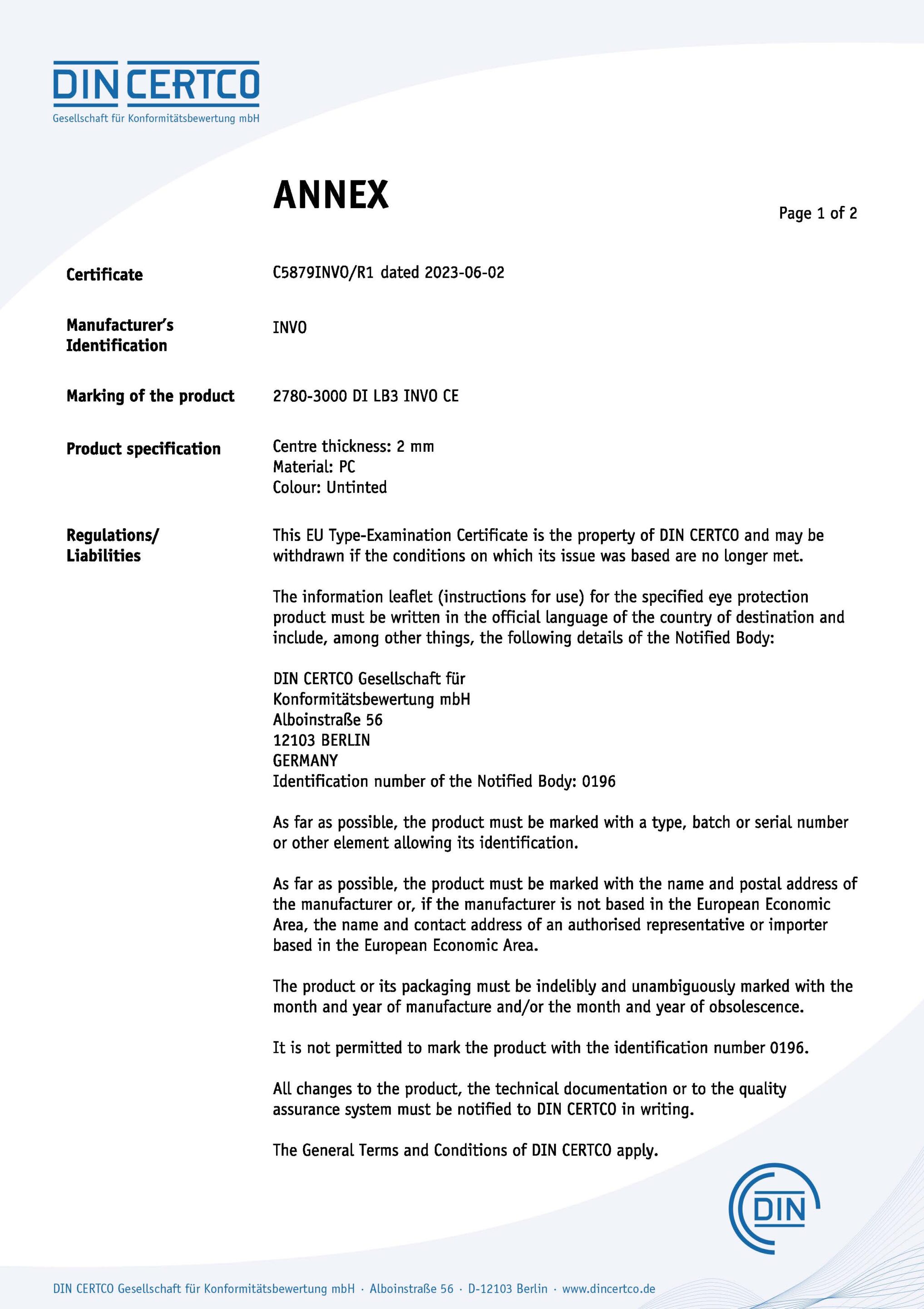 Pi10 CE Annex (Page 1 of 2)