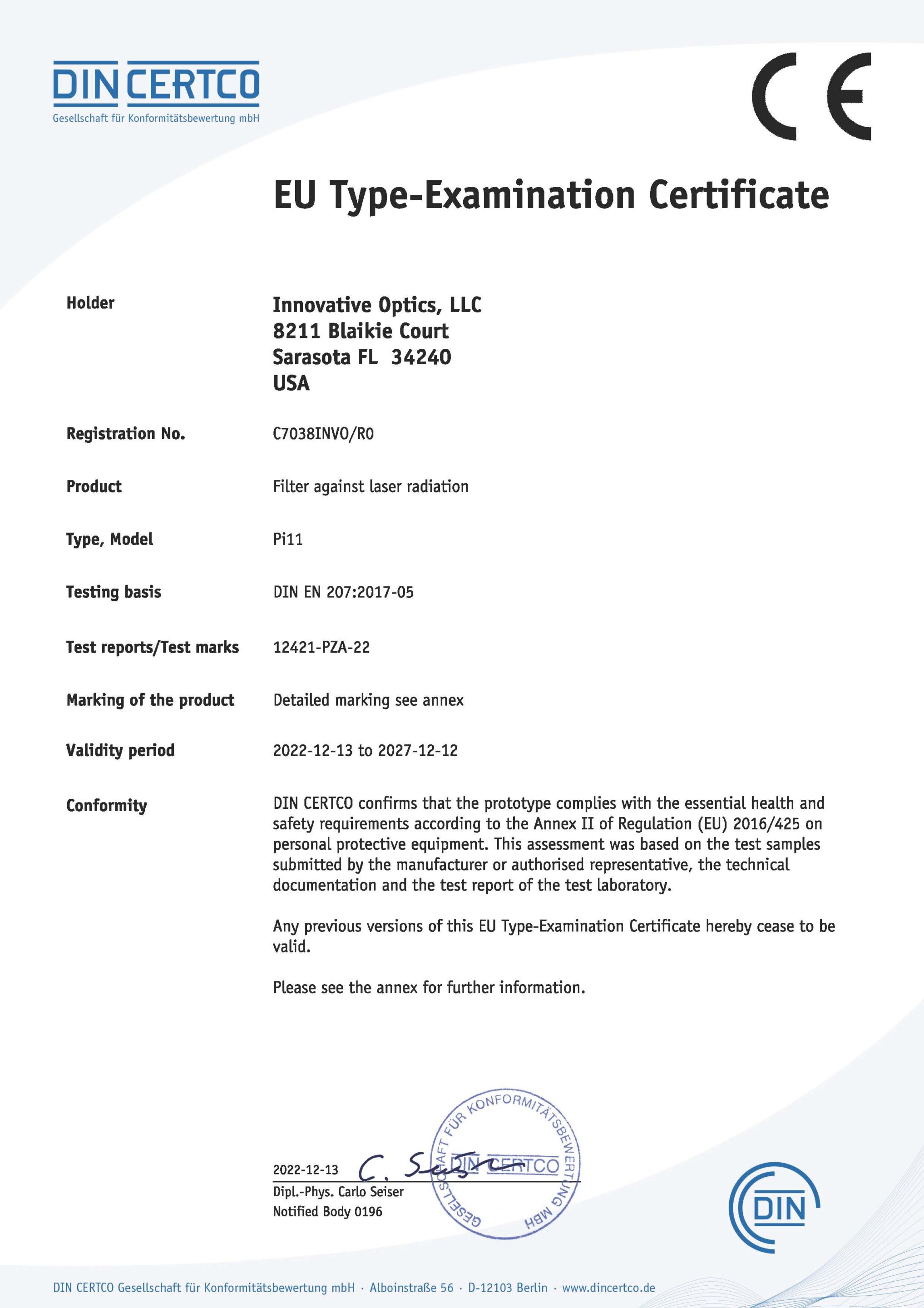 Pi11 CE Certificate - EU