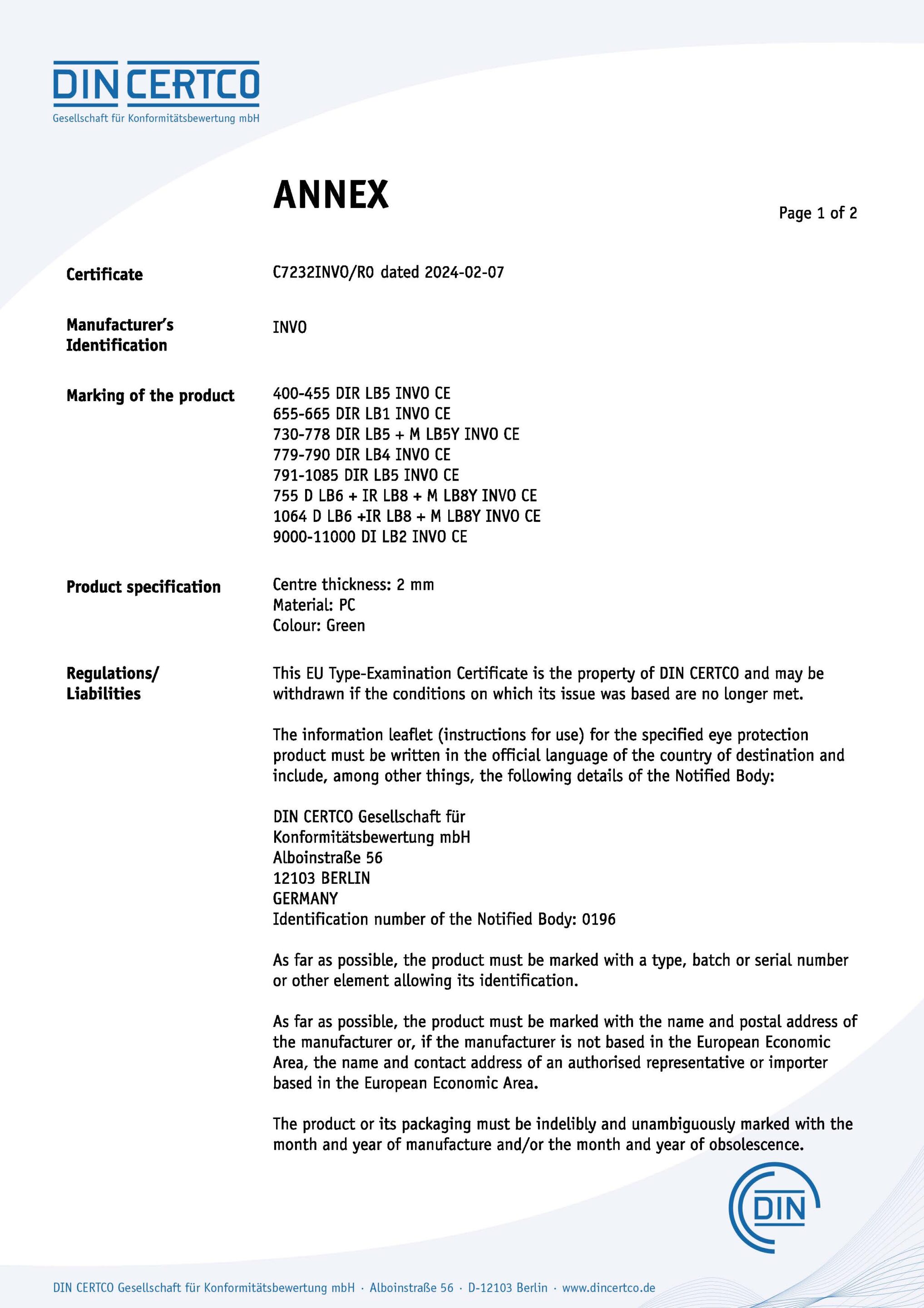 Pi17 CE Annex - Page 1 of 2 Pi17 CE Annex (Page 1 of 2)